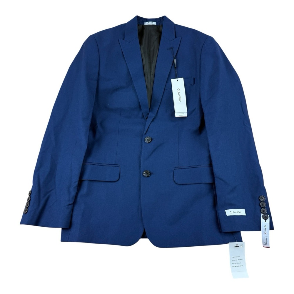 Calvin Klein Youth 16R Blazer Blue 2-Button Peak Lapel Double Vent NWT
